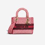 Dior Lady Dioramour Medium Canvas Red / White Front | Sell your designer bag