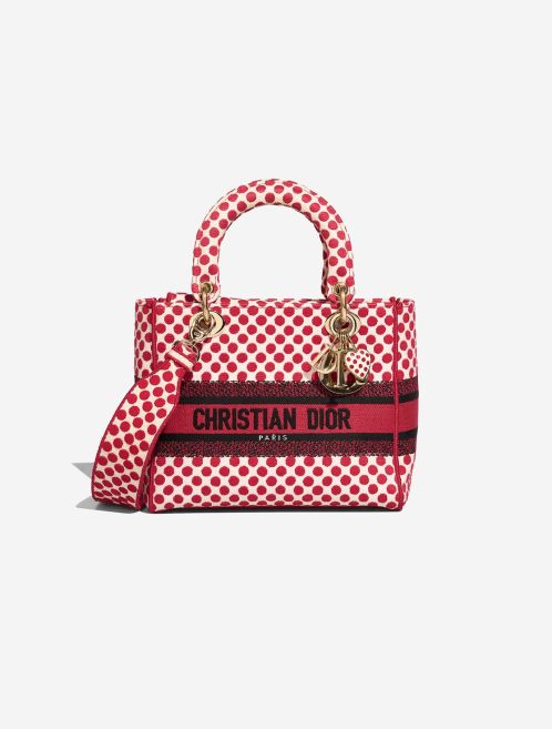 Dior Lady Dioramour Medium Canvas Red / White Front | Sell your designer bag