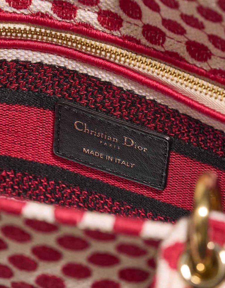 Dior Lady Dioramour Medium Canvas Red / White Logo | Sell your designer bag