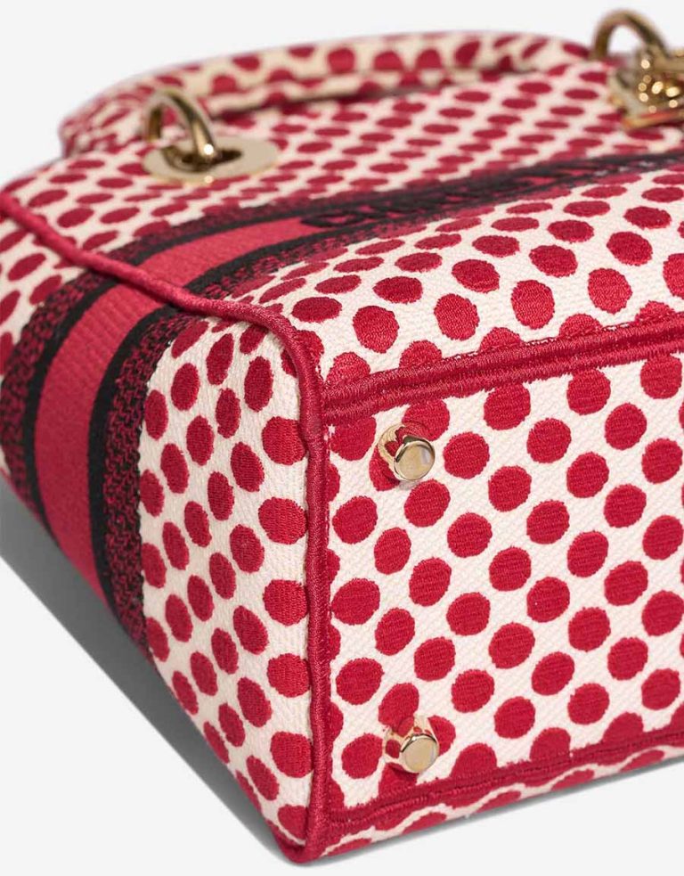 Dior Lady Dioramour Medium Canvas Red / White Signs of wear | Sell your designer bag