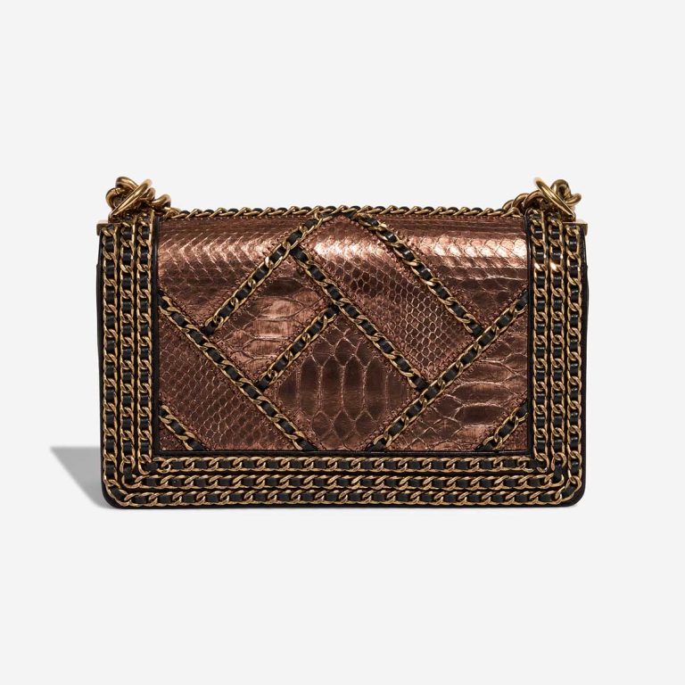 Chanel Boy Old Medium Python / Lammleder Copper / Black | Verkaufen Sie Ihre Designer-Tasche