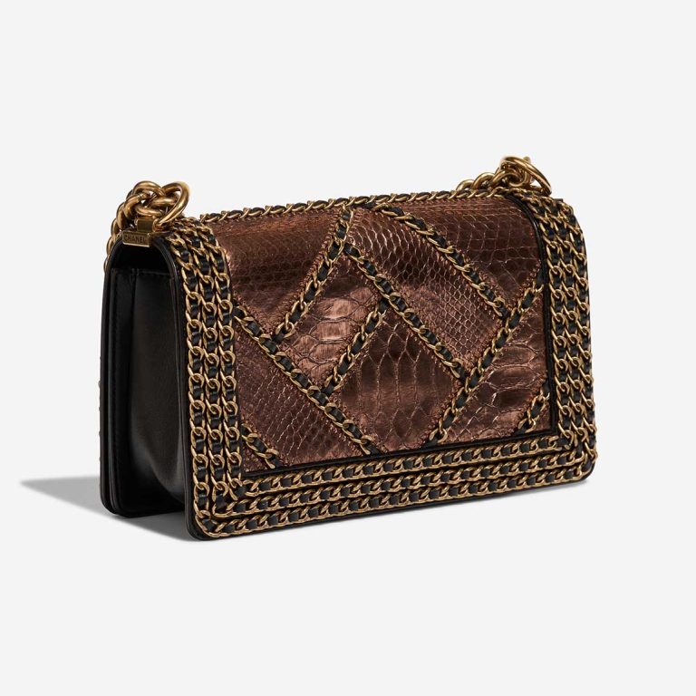 Chanel Boy Old Medium Python / Lammleder Copper / Black | Verkaufen Sie Ihre Designer-Tasche