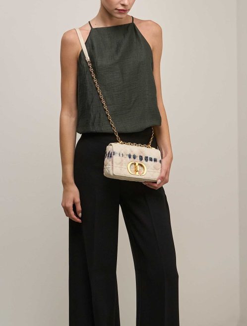 Dior Caro Small Denim Off White on Model | Sell your designer bag