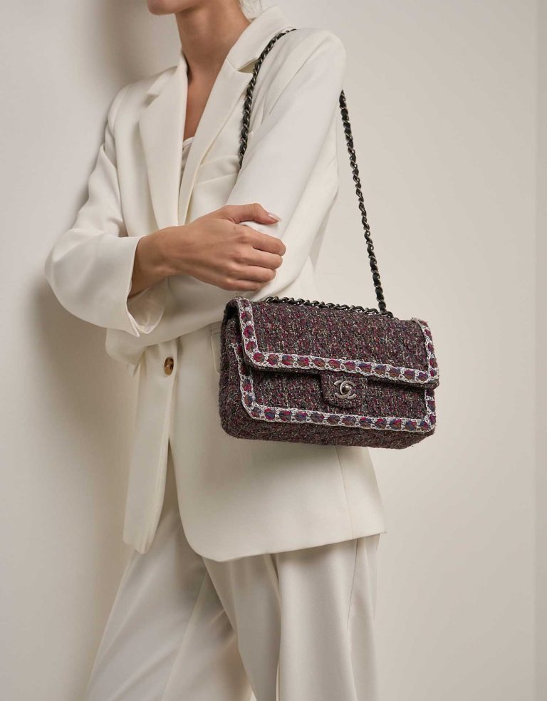Chanel Timeless Medium Tweed Grey Front | Sell your designer bag