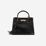 Hermès Kelly 28 Porosus Crocodile Black Front | Vendez votre sac de créateur