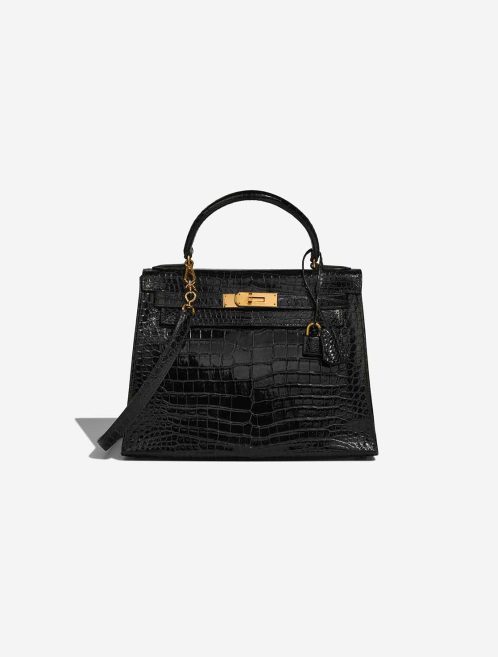 Hermès Kelly 28 Porosus Crocodile Black Front | Sell your designer bag