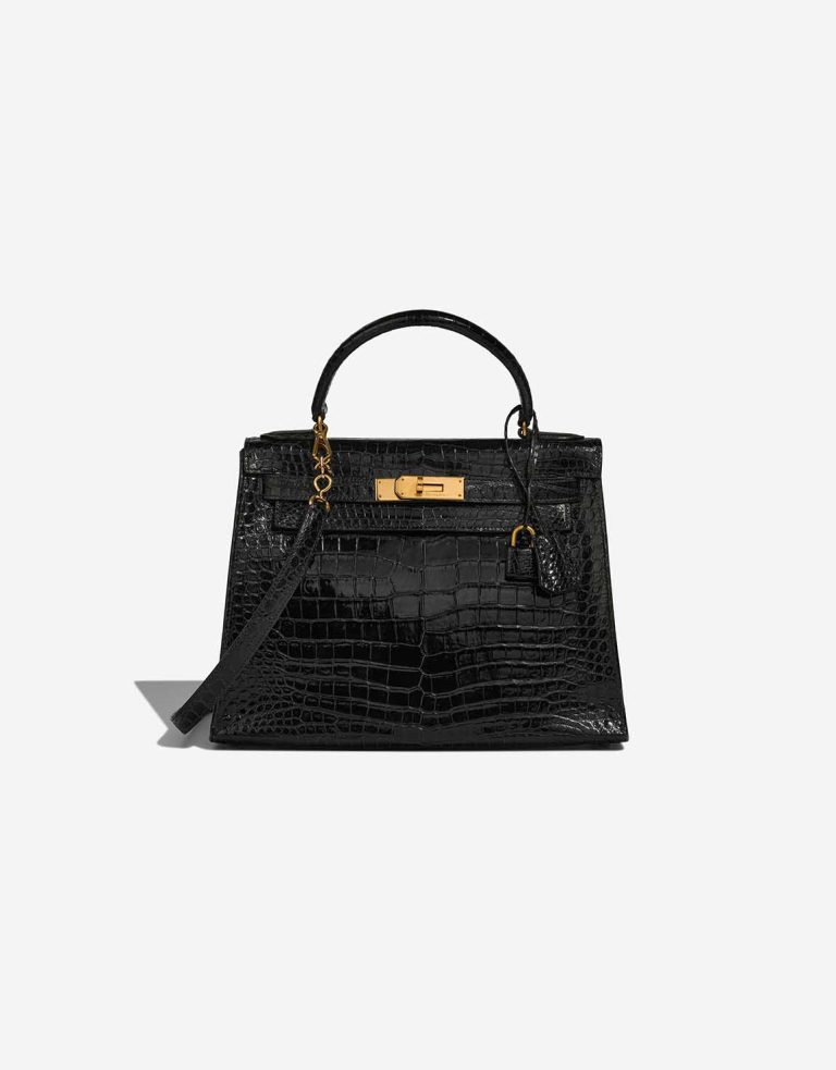 Hermès Kelly 28 Porosus Crocodile Black Front | Sell your designer bag