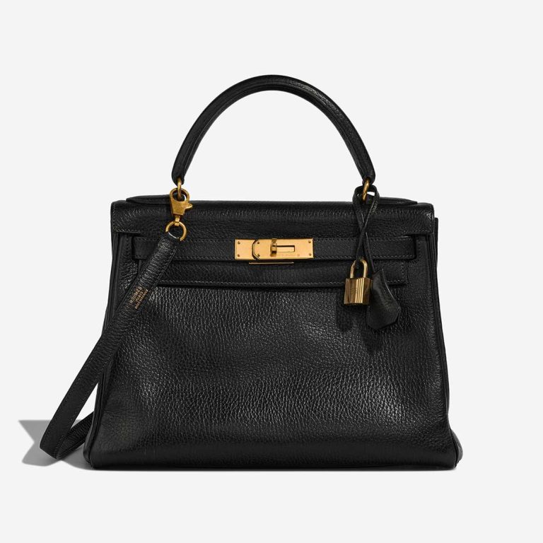 Hermès Kelly 28 Ardennes Black Front | Vendez votre sac de créateur
