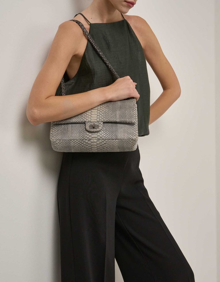 Chanel 2.55 227 Python Light Blue Front | Sell your designer bag