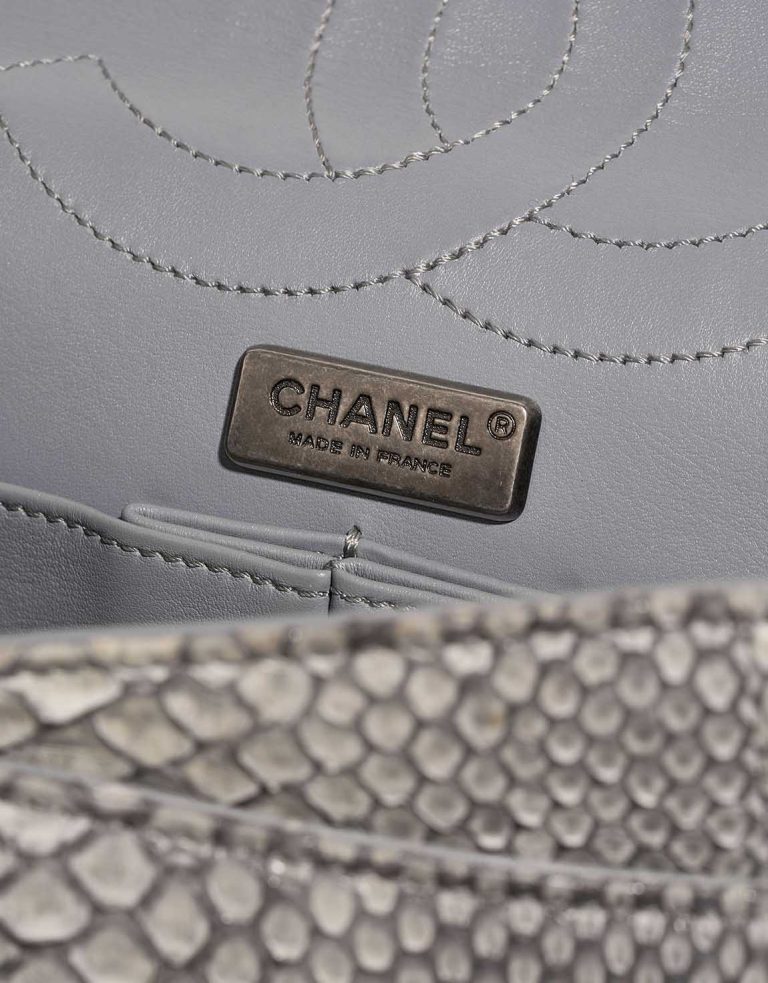 Chanel 2.55 227 Python Bleu clair Logo | Vendez votre sac de créateur