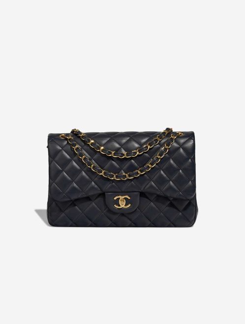 Chanel Timeless Jumbo Lamb Dark Blue Front | Sell your designer bag