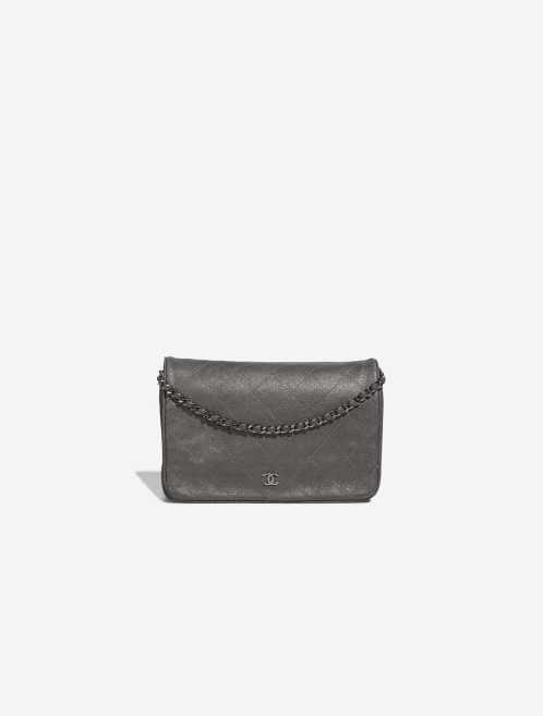 Chanel Wallet On Chain Timeless Suede Metallic Silver Front | Sell your designer bag