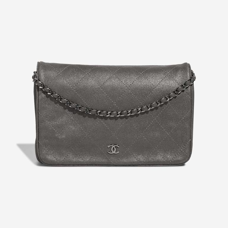 Chanel Wallet On Chain Timeless Suede Metallic Silver Front | Sell your designer bag