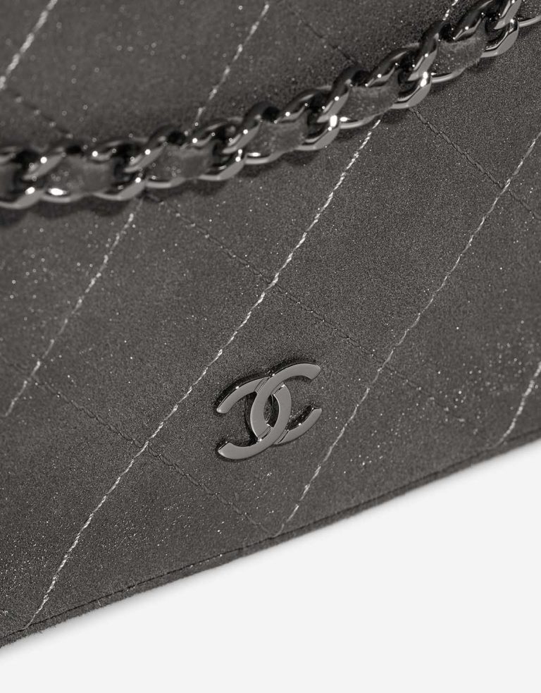 Chanel Wallet On Chain Timeless Suede Metallic Silver Closing System | Sell your designer bag