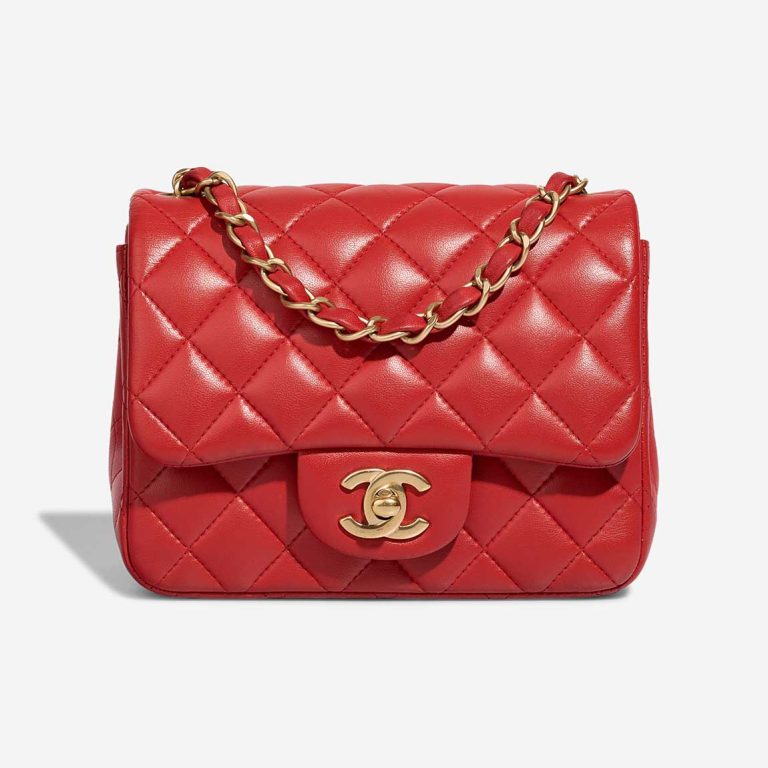 Chanel Timeless Mini Square Lamb Red Front | Sell your designer bag