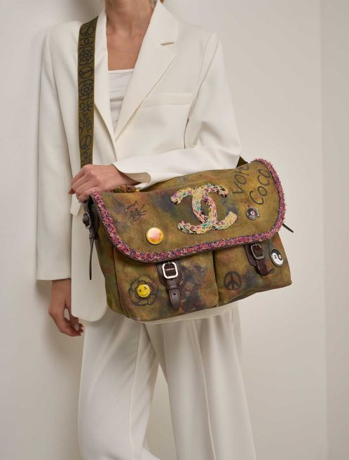 Chanel Graffiti Canvas Khaki on Model | Sell your designer bag