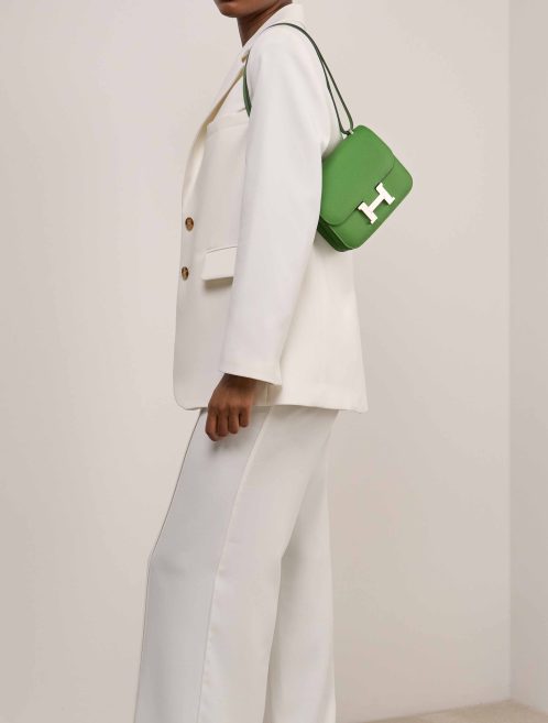 Hermès Constance 18 Epsom Vert Yucca on Model | Sell your designer bag