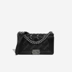 Chanel Boy Old Medium Lammleder Schwarz Front | Verkaufen Sie Ihre Designer-Tasche