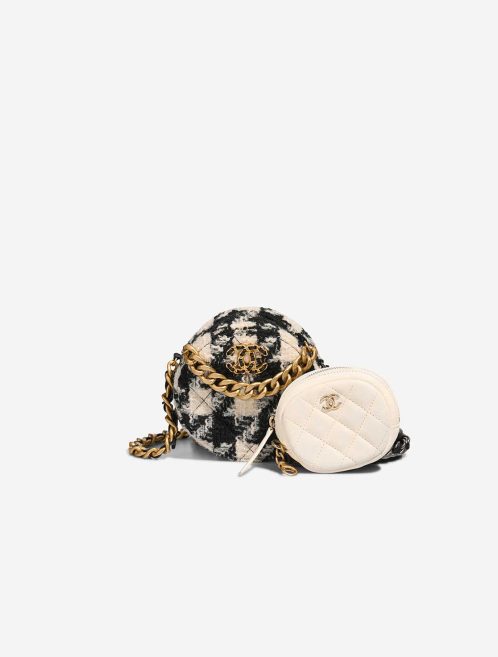 Chanel 19 Round Clutch Tweed Black / White Front | Sell your designer bag