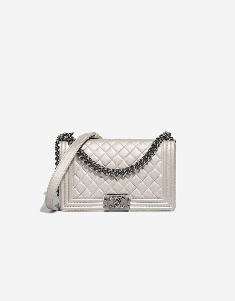 Chanel Boy Old Medium Caviar Silver Front | Sell your designer bag