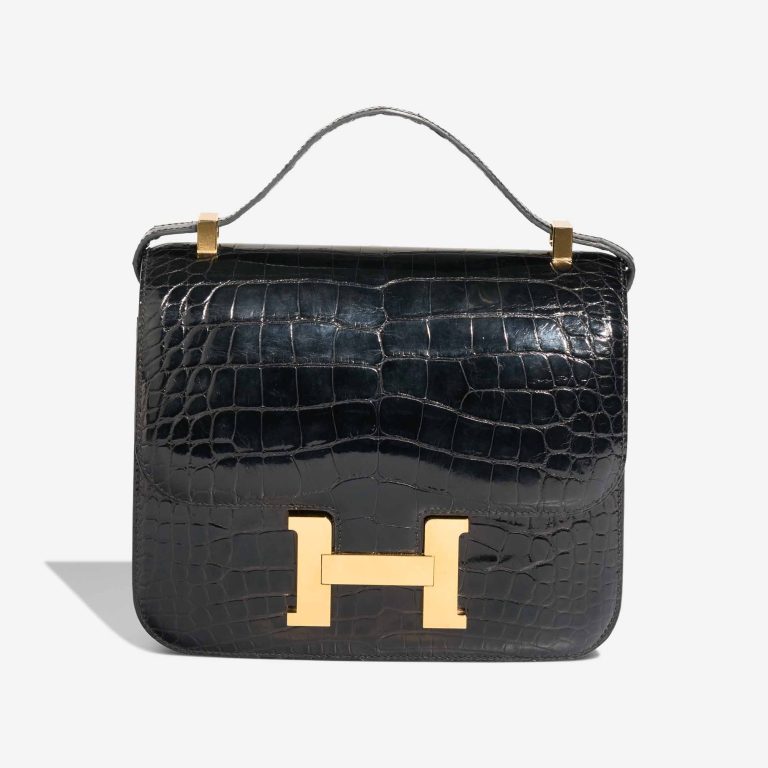 Hermès Constance 24 Alligator Mississippi Black / Rouge Grenat Front | Sell your designer bag