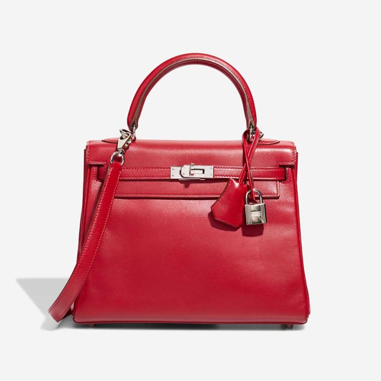 Hermès Kelly 25 Tadelakt Rouge Vif Front | Vendez votre sac de créateur