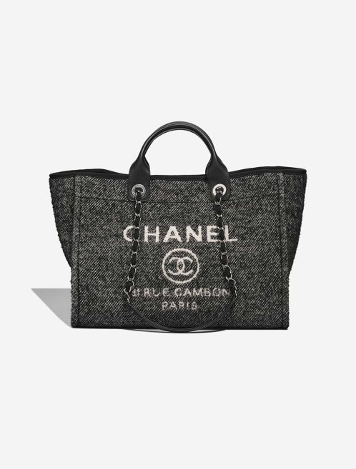 Chanel Deauville Medium Schurwolle Schwarz / Grau Front | Verkaufen Sie Ihre Designer-Tasche
