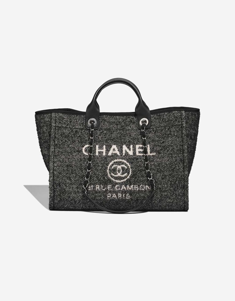 Chanel Deauville Medium New Wool Black / Grey Front | Sell your designer bag