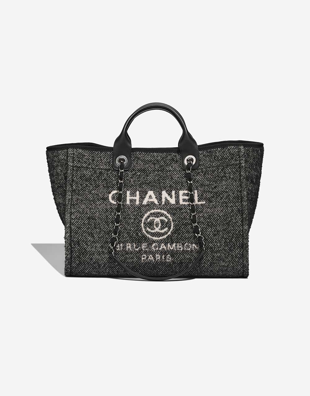 Chanel Deauville Medium New Wool Black Grey SACLAB