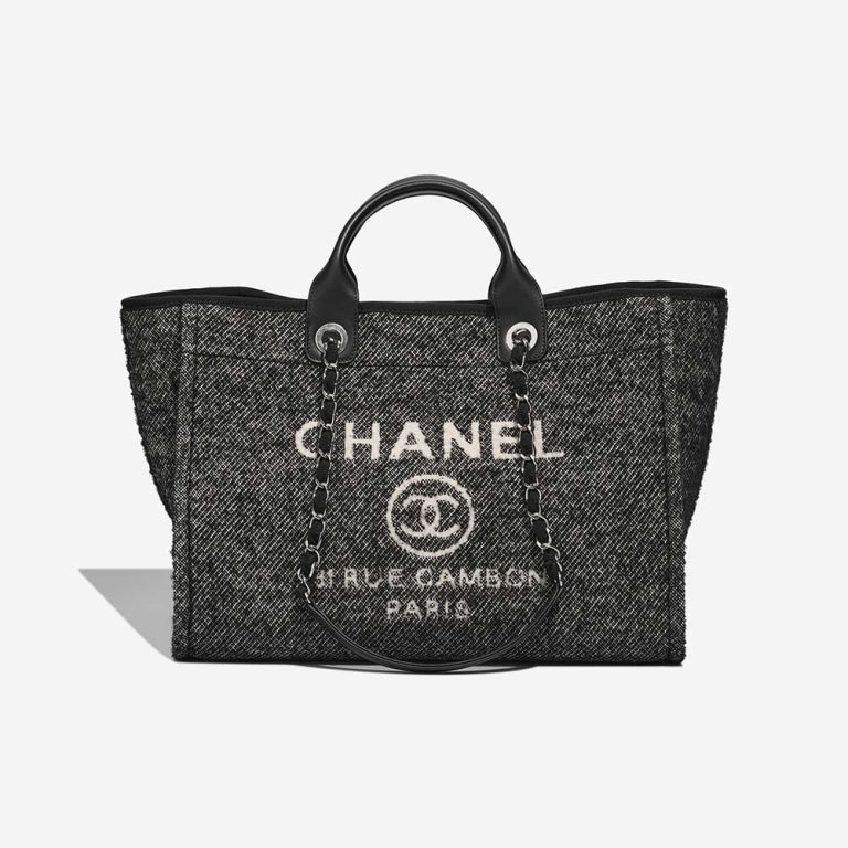 Chanel Deauville Medium New Wool Black / Grey Front | Sell your designer bag