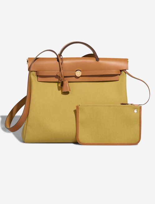 Hermès Herbag 39 Toile / Vache Hunter Ginger / Naturel Front | Vendre votre sac de créateur