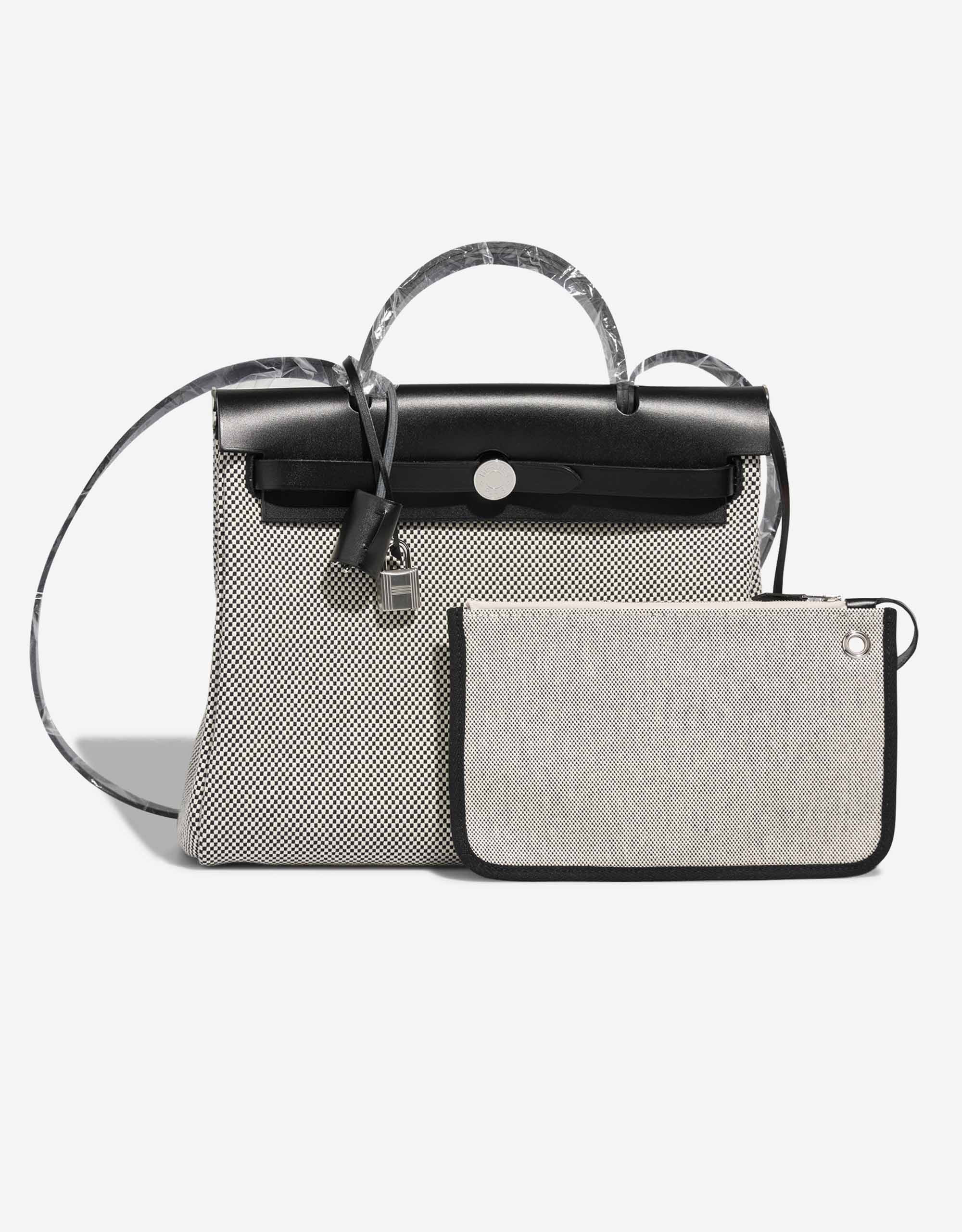 Hermès  Herbag 31 Vache Hunter Toile Quadrille Viking Black White Full Set