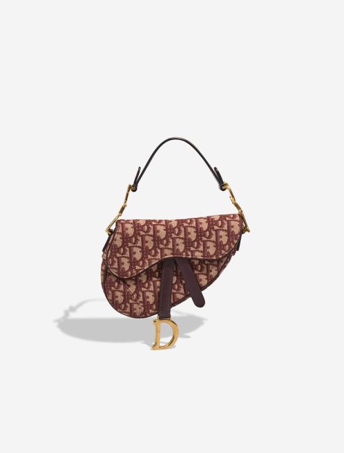 Dior Saddle Mini Oblique Jacquard Dunkelrot / Beige Front | Verkaufen Sie Ihre Designer-Tasche