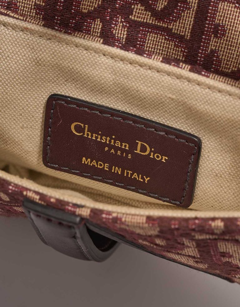 Dior Saddle Mini Oblique Jacquard Dark Red / Beige Logo | Sell your designer bag