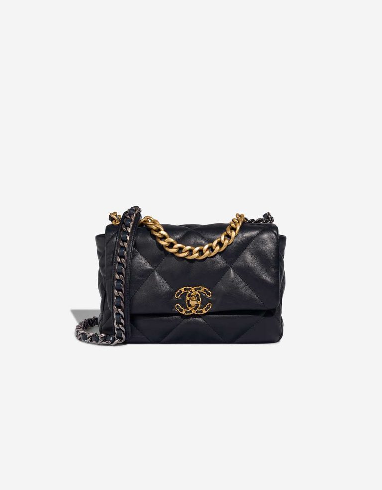 Chanel 19 Flap Bag Lammleder Navy Front | Verkaufen Sie Ihre Designer-Tasche
