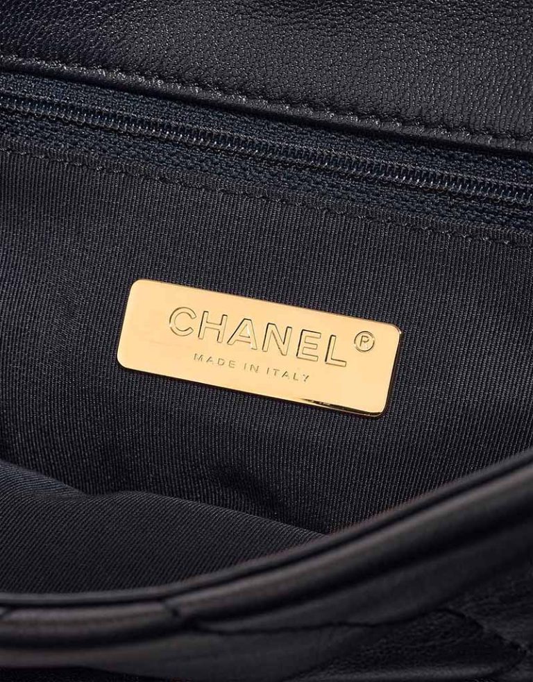 Chanel 19 Flap Bag Lamb Navy Logo | Sell your designer bag