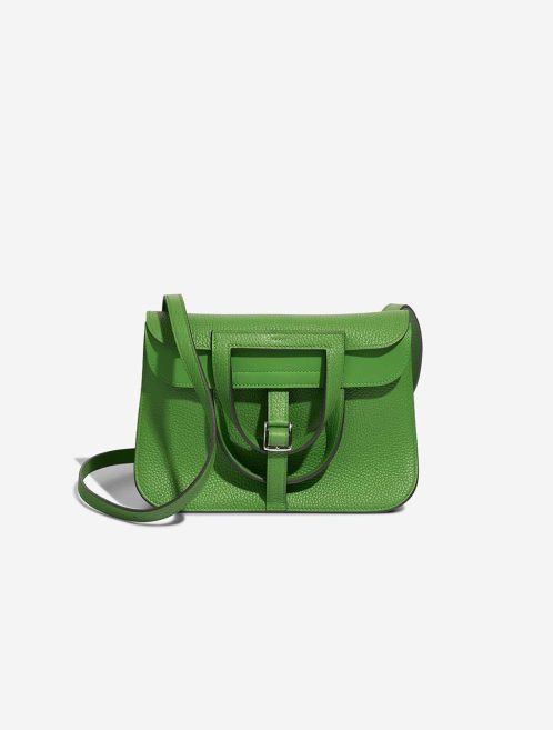 Hermès Halzan 25 Taurillon Clémence Vert Yucca Front | Sell your designer bag