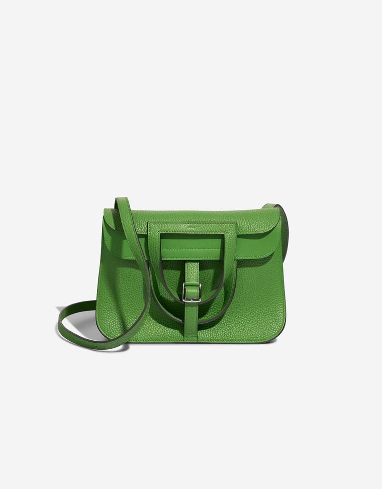 Hermès Halzan 25 Taurillon Clémence Vert Yucca Front | Vendre votre sac de créateur