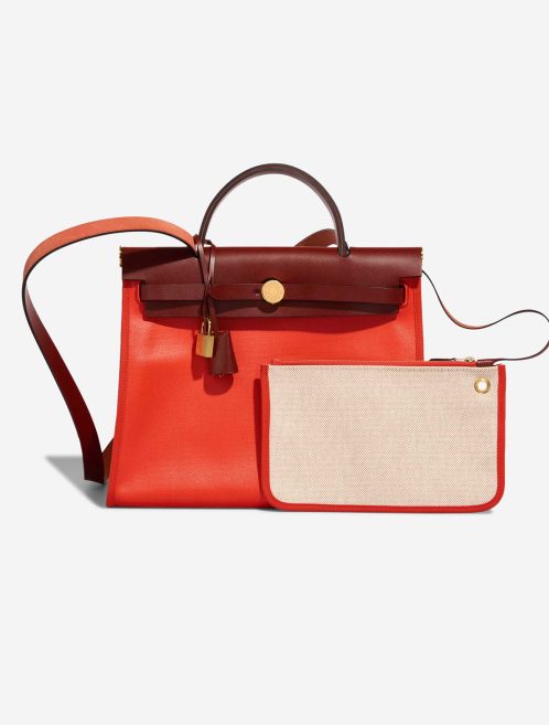 Hermès Herbag 31 Toile / Vache Hunter Orange Mécano / Écru / Beige / Rouge H Front | Sell your designer bag