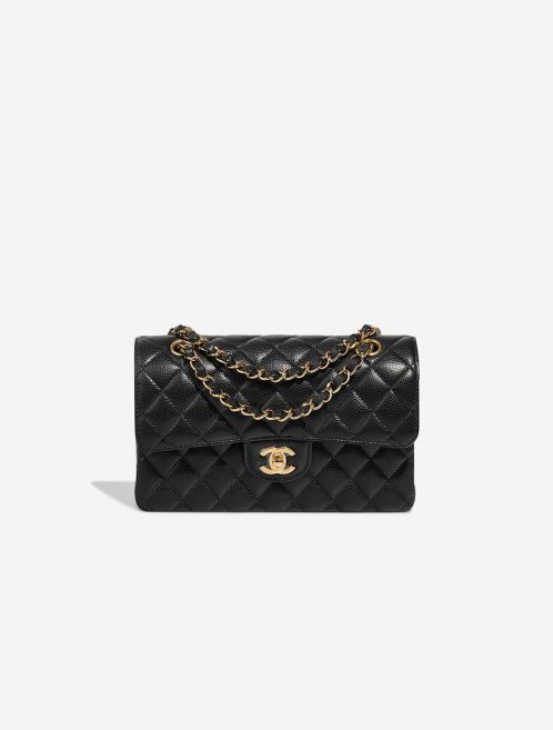 Chanel Timeless Klein Caviar-Leder Schwarz Front | Verkaufen Sie Ihre Designer-Tasche