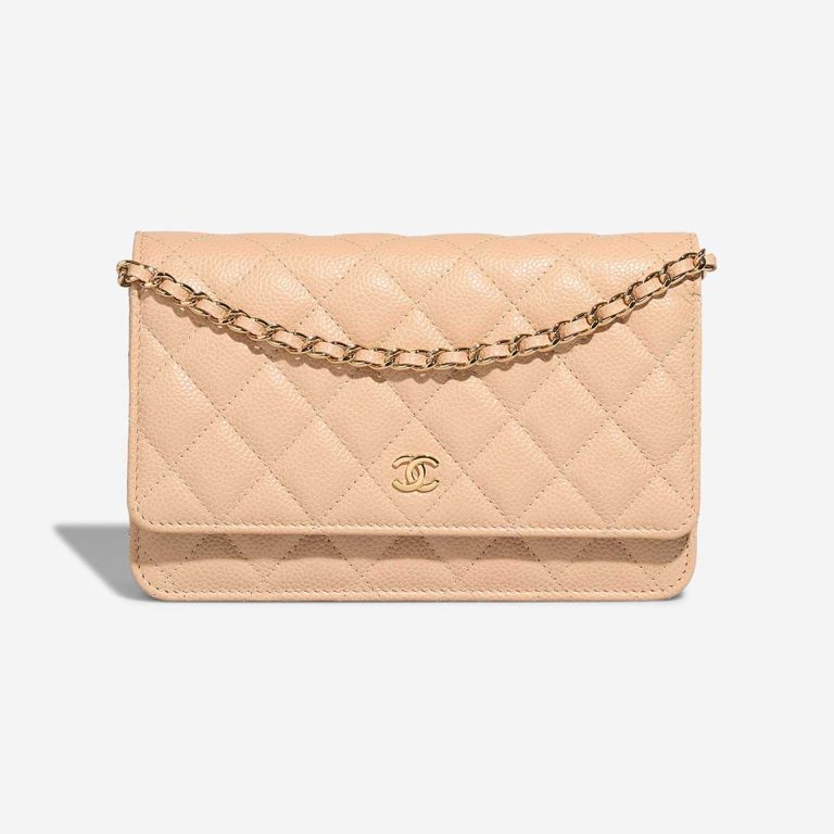 Chanel Wallet On Chain Caviar Beige Front | Sell your designer bag
