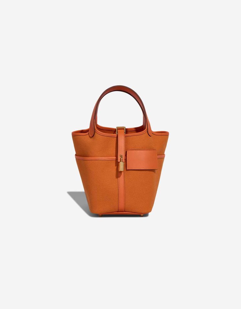 Hermès Picotin Cargo 18 Toile Goeland / Swift Orange Front | Verkaufen Sie Ihre Designer-Tasche