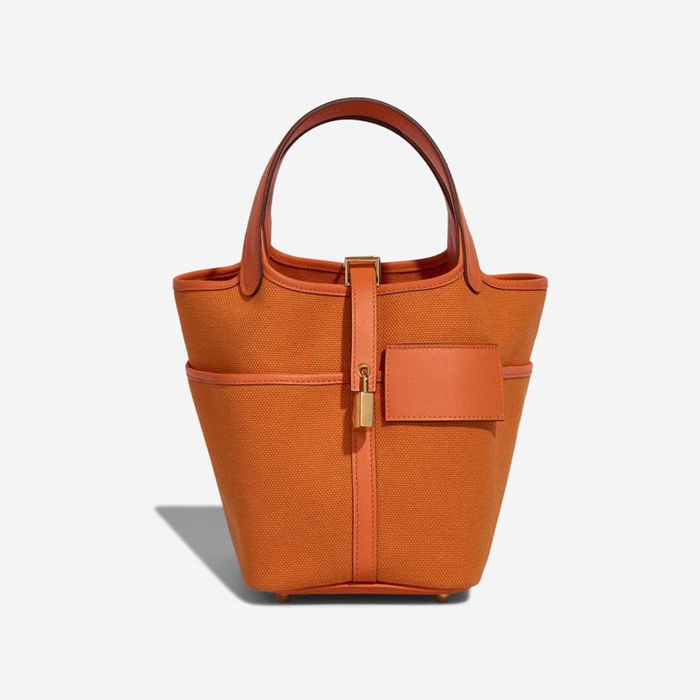 Hermès Picotin Cargo 18 Toile Goeland / Swift Orange Front | Sell your designer bag