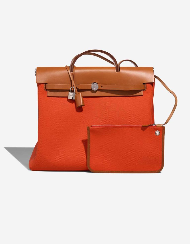 Hermès Herbag 39 Toile / Vache Hunter Orange Mécano / Fauve Front | Sell your designer bag