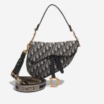 Dior Saddle Medium Oblique Jacquard Blue Front | Sell your designer bag