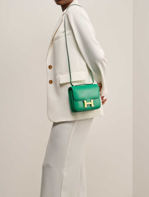 Hermès Constance 18 Chèvre Chamkila Menthe on Model | Sell your designer bag