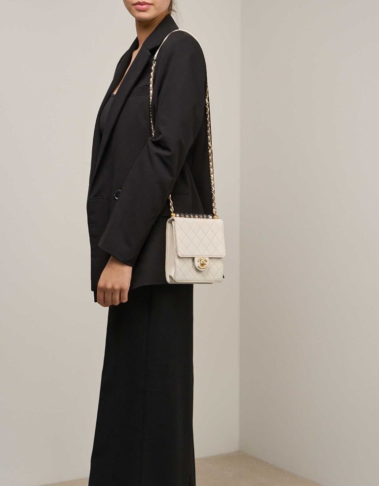 Chanel Timeless Mini Square Lamb White Front | Sell your designer bag