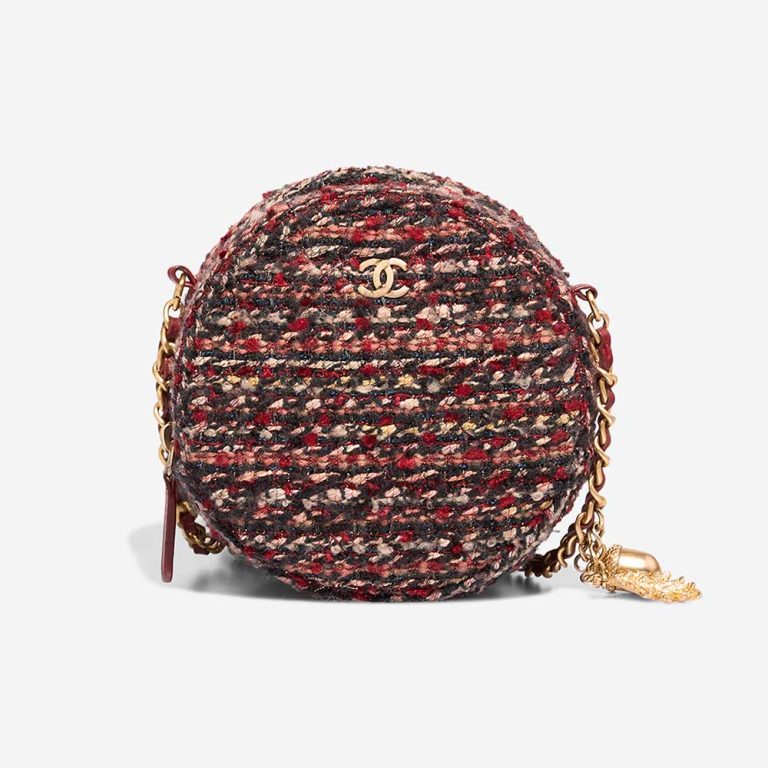 Chanel Round Clutch Tweed Red / Multicolour Front | Sell your designer bag