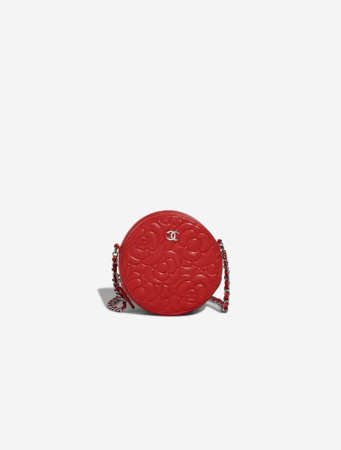 Chanel Round Clutch Camellia Goat Red Front | Sell your designer bag