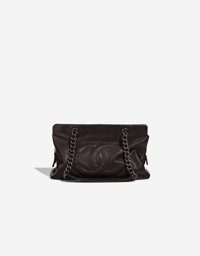 Chanel Shopping Tote PST Veau Grainé Marron Foncé Front | Vendez votre sac de créateur